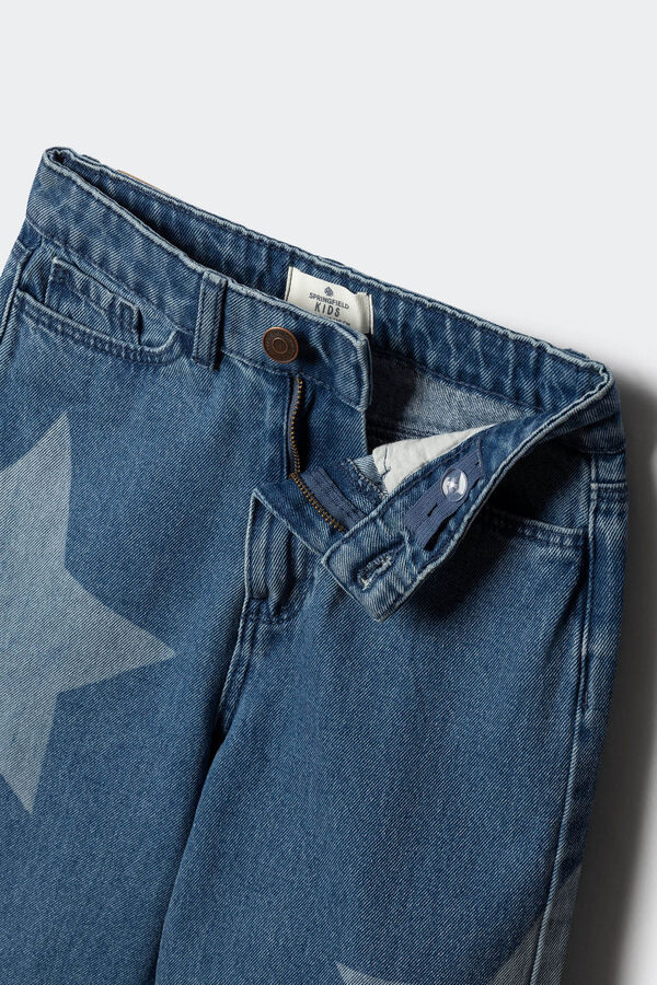 Springfield Kids denim jeans culotte para meninas com estrelas azul
