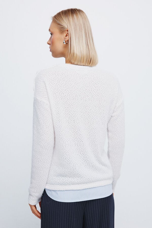 Springfield T-shirt combinada chenille bege