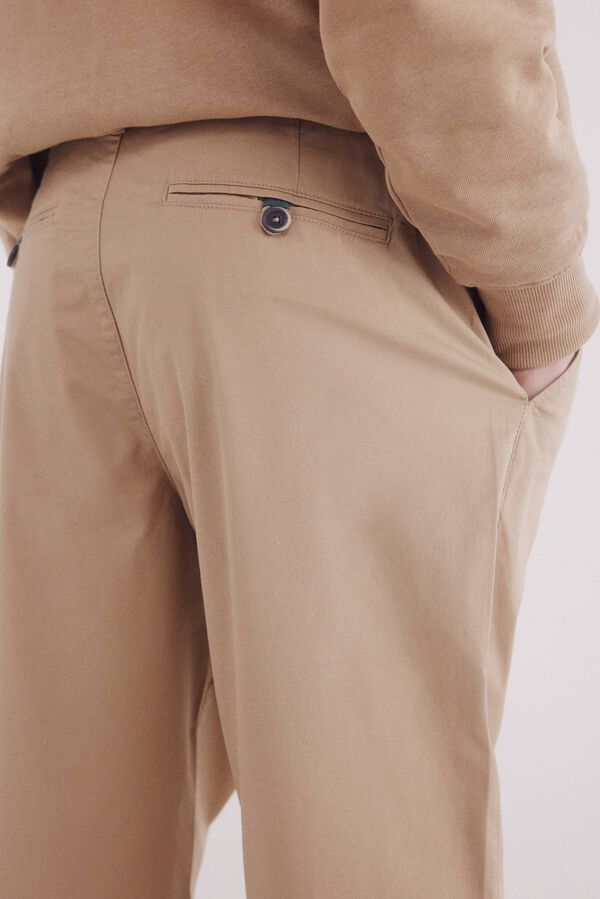 Springfield calças chino slim fit confortáveis bege