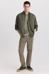 Springfield Cal&ccedil;a 5 bolsos slim lavagem desbotada Caqui escuro