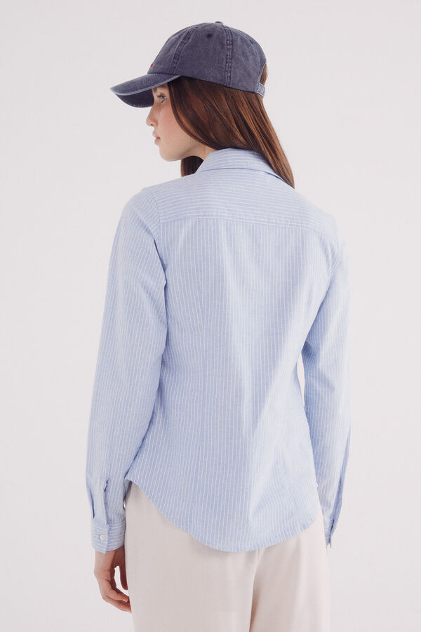 Springfield Camisa Oxford com gola aberta azul