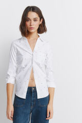 Springfield Camisa Oxford de algod&atilde;o com decote em V azul