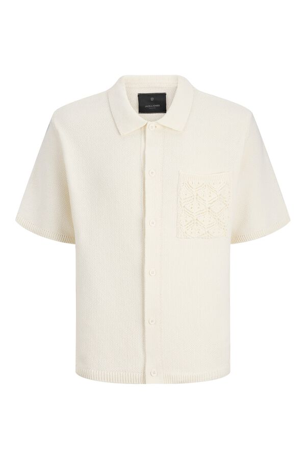 Jack & Jones Polo de crochet com caimento relaxado branco
