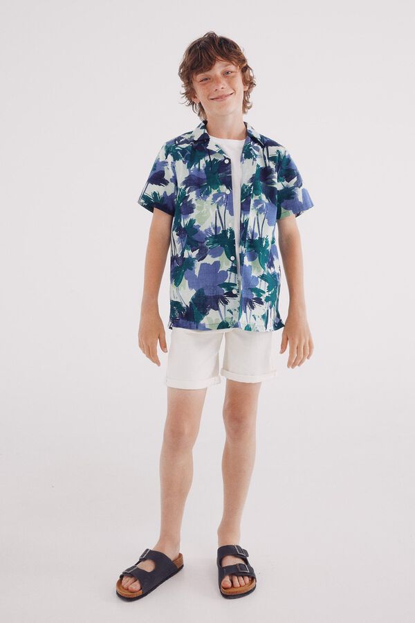 Springfield Kids Camisa flores menino azul