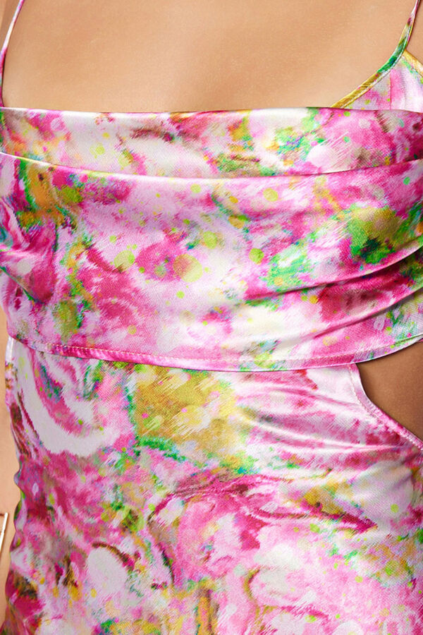 Trendyol Vestido acetinado estampado branco