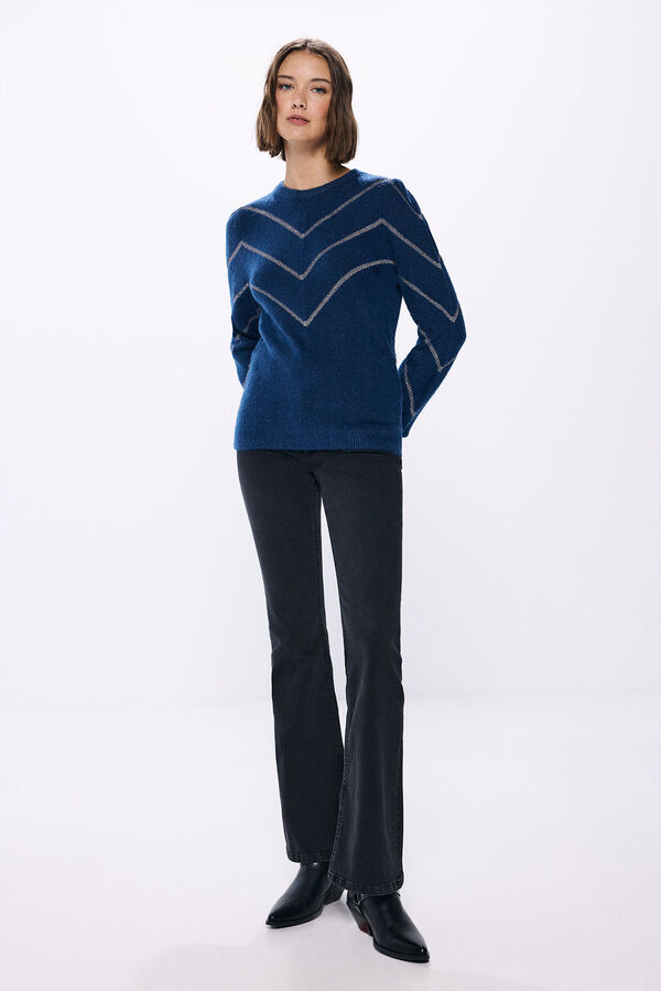 Springfield Lurex chevron sweater navy mix