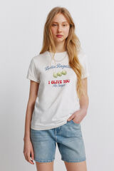 Springfield T-shirt de manga curta com desenho bege