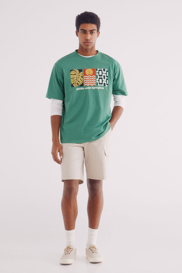 Springfield T-shirt estampado tropical verde