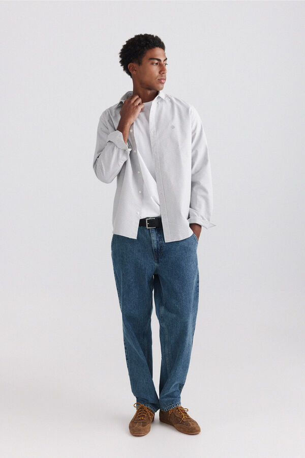 Springfield Camisa oxford estampado vichy cinzento