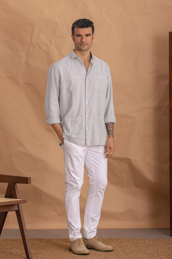Celopman Camisa branca cubana verde