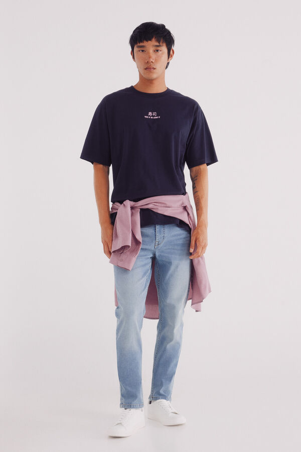 Springfield Calça jeans skinny fit tingida azul