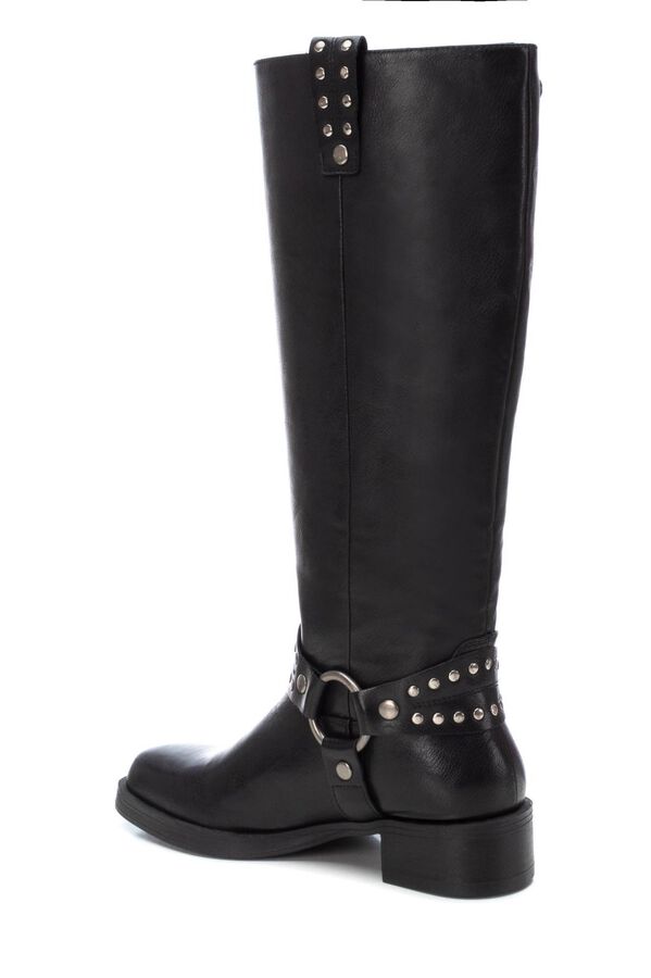 Springfield Biker style boot with studs and square last black