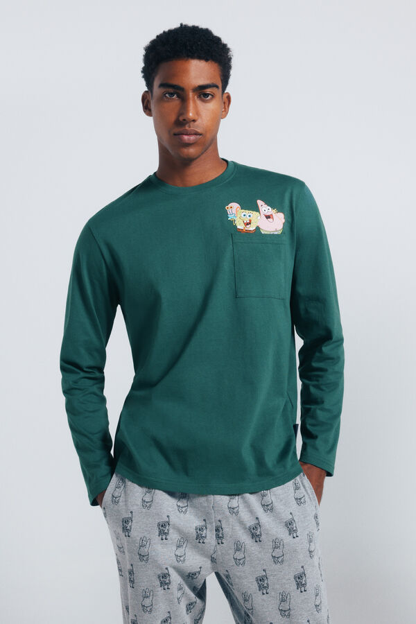 Springfield Pijama largo Bob Esponja verde
