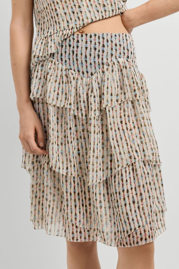 Pepe Jeans Saia midi com folho assim&eacute;trico rosa