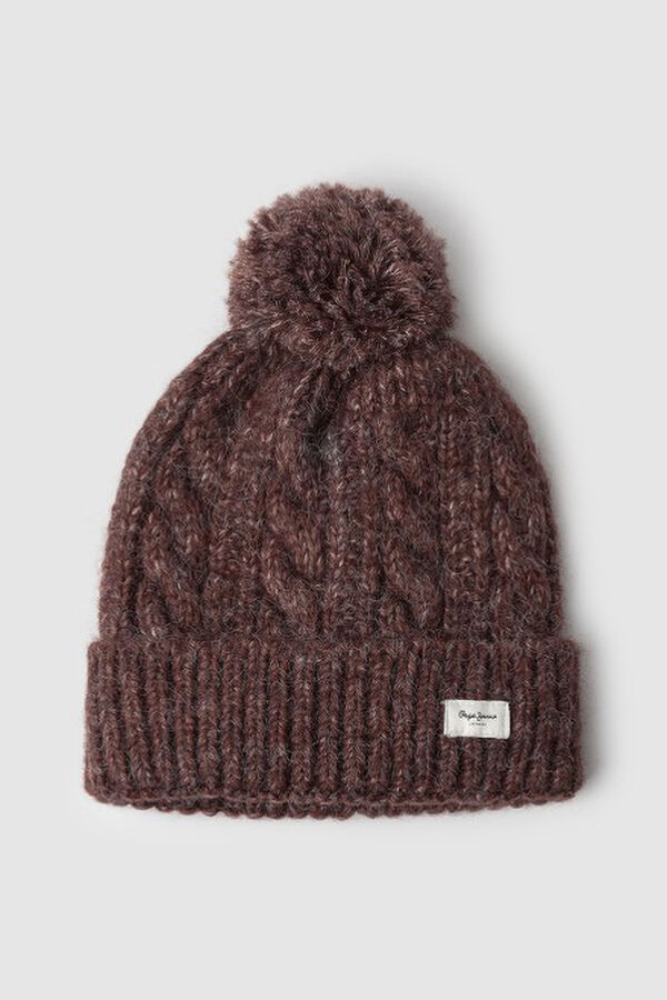 Pepe jeans Gorro de punto trenzado burdeos
