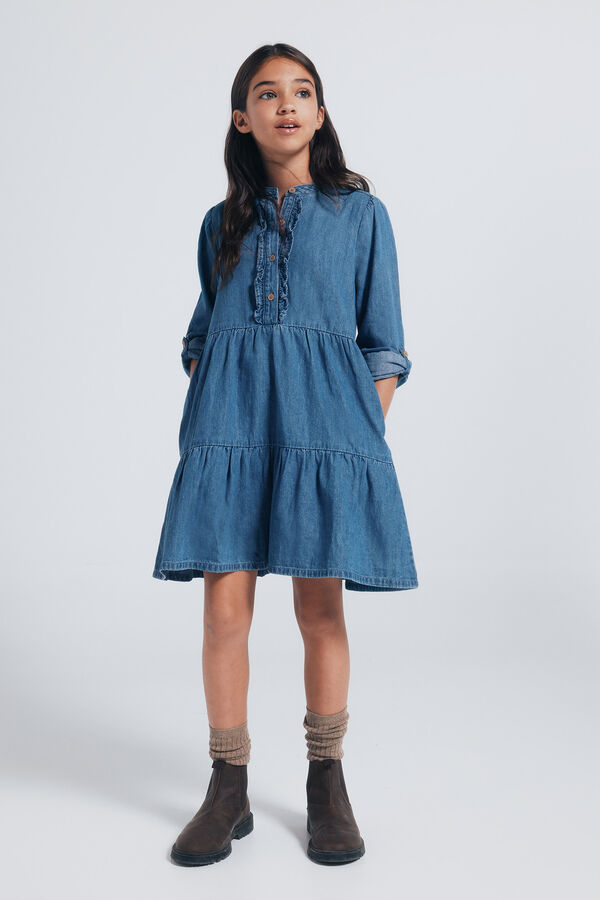 Springfield Kids Vestido jeans para meninas azul