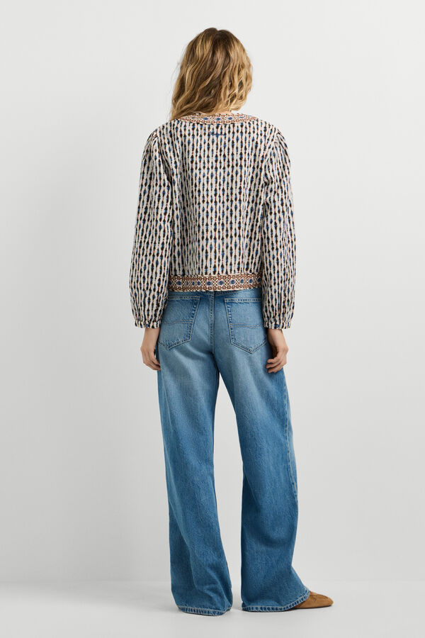 Pepe Jeans Casaco bordado combinado bege