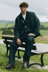 Springfield Parka curta com gola de veludo cotel&ecirc; azul