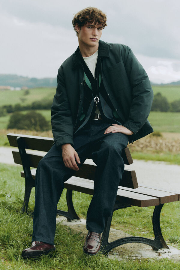 Springfield Parka curta com gola de veludo cotel&ecirc; azul