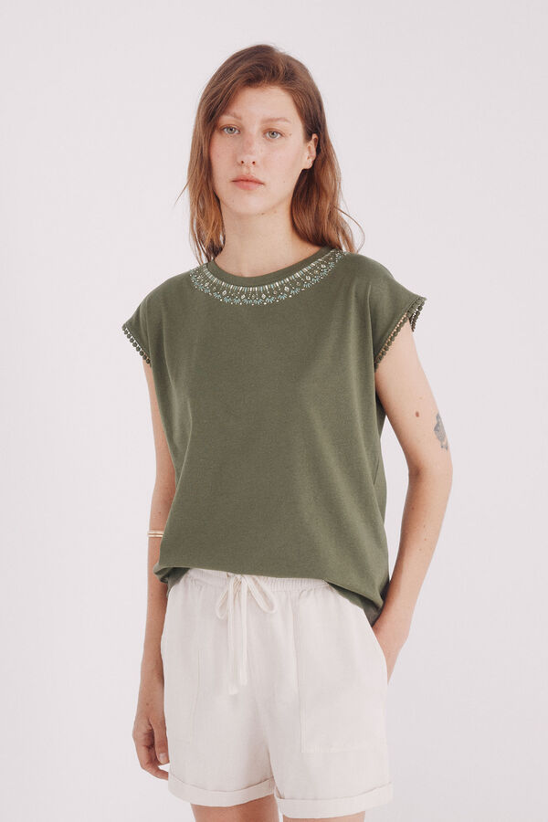 Springfield Ethnic graphic T-shirt green