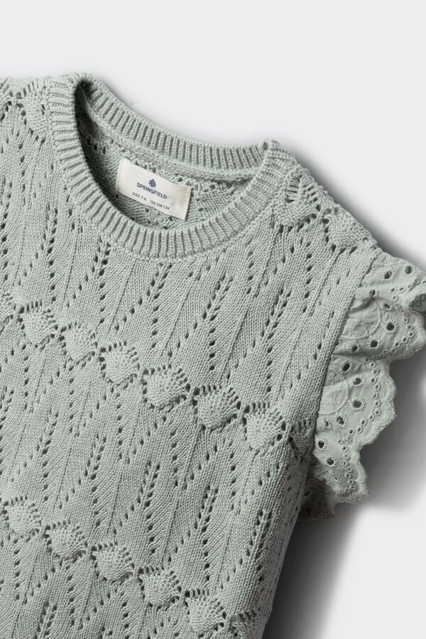 Springfield Kids Top de malha com folhos para menina verde