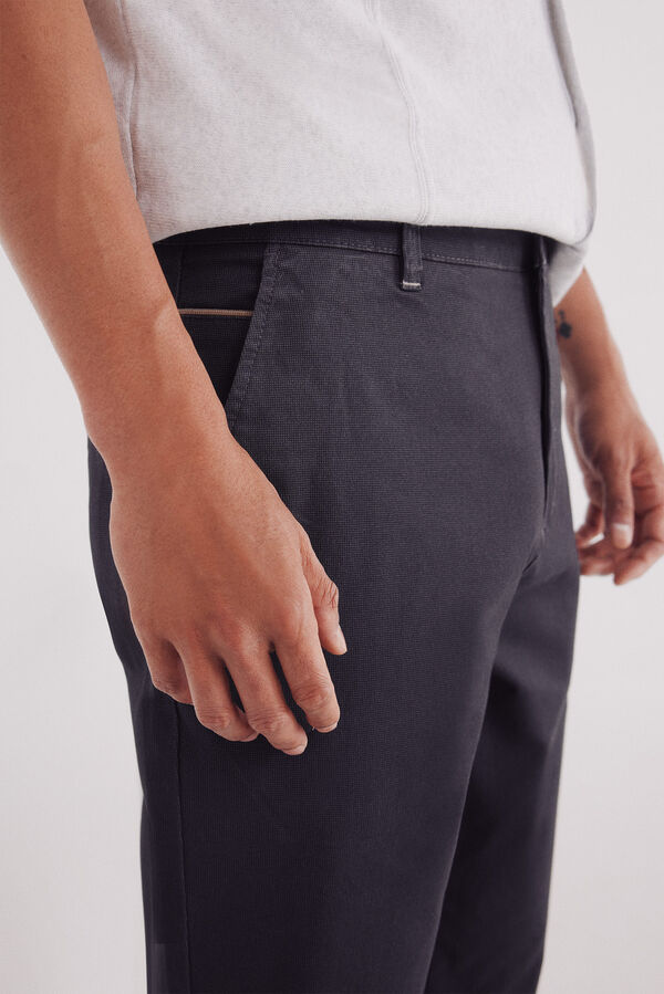 Springfield Calça calças chino slim fit com micro estampa cinzento