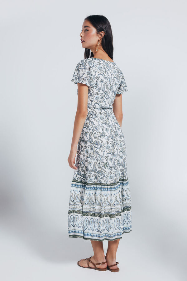 Springfield Vestido midi estampado com bordas branco