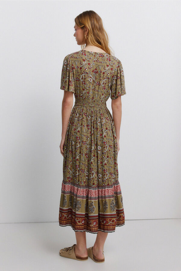 Springfield Vestido com decote de espelhinhos bege