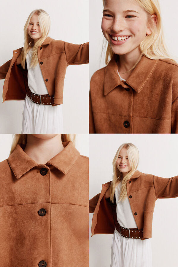 Springfield Kids Casaco para menina em camur&ccedil;a sint&eacute;tica cru