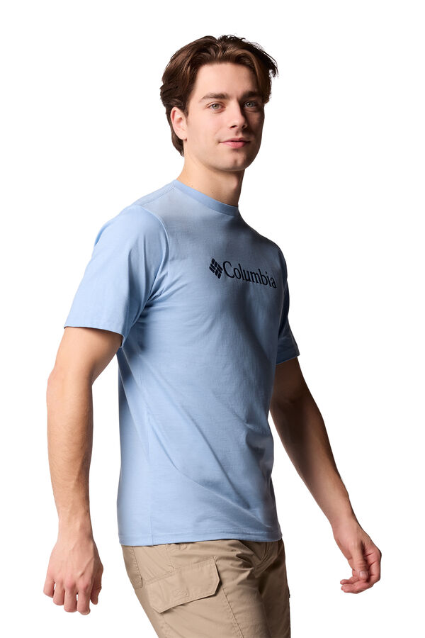 Columbia Camiseta masculina de manga curta de algod&atilde;o org&acirc;nico Basic Logo&trade; da para homem azul