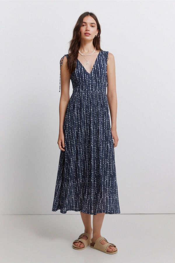 Springfield Vestido de al&ccedil;as com franzidos nos ombros azul