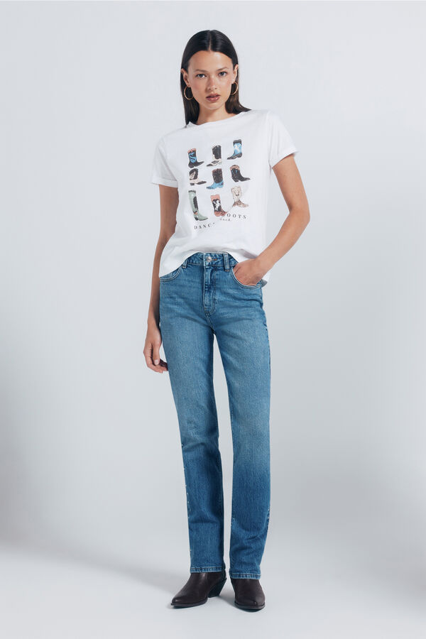 Springfield Camiseta "Botas de dança" cru