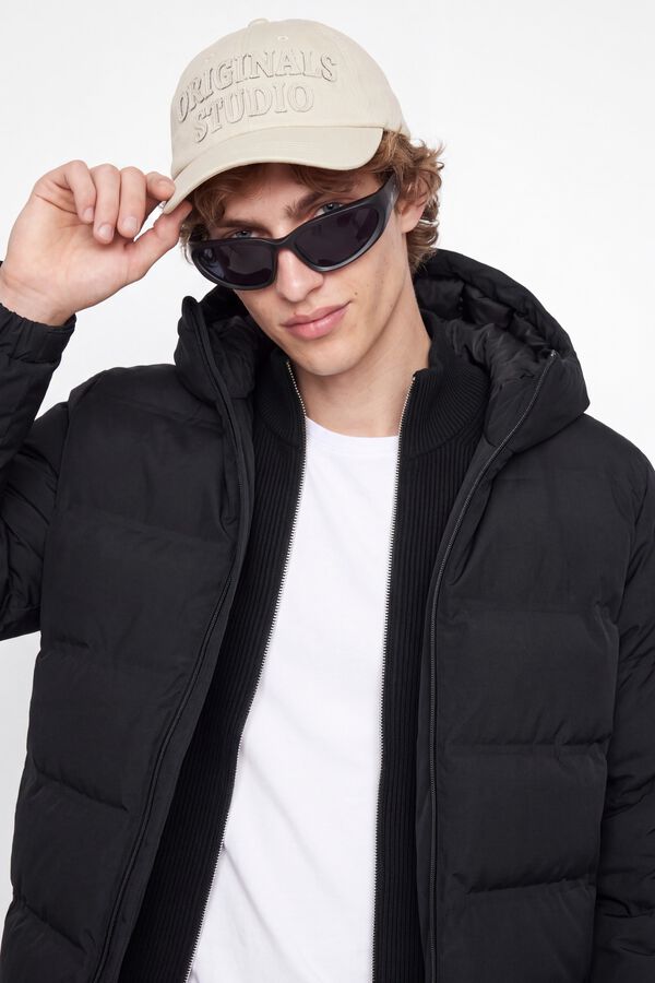 Jack & Jones Blus&atilde;o puffer com capuz preto