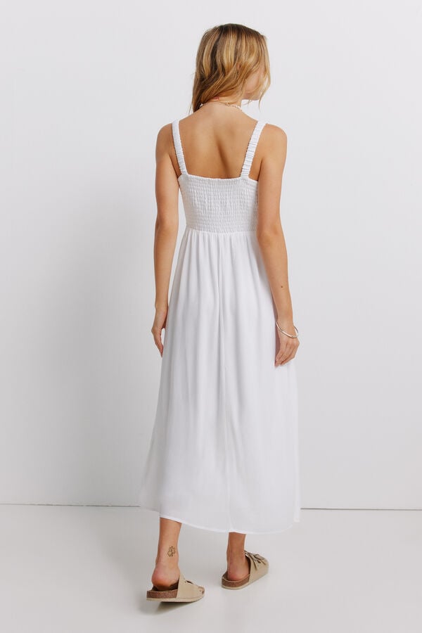 Springfield Vestido midi de al&ccedil;as em crochet branco