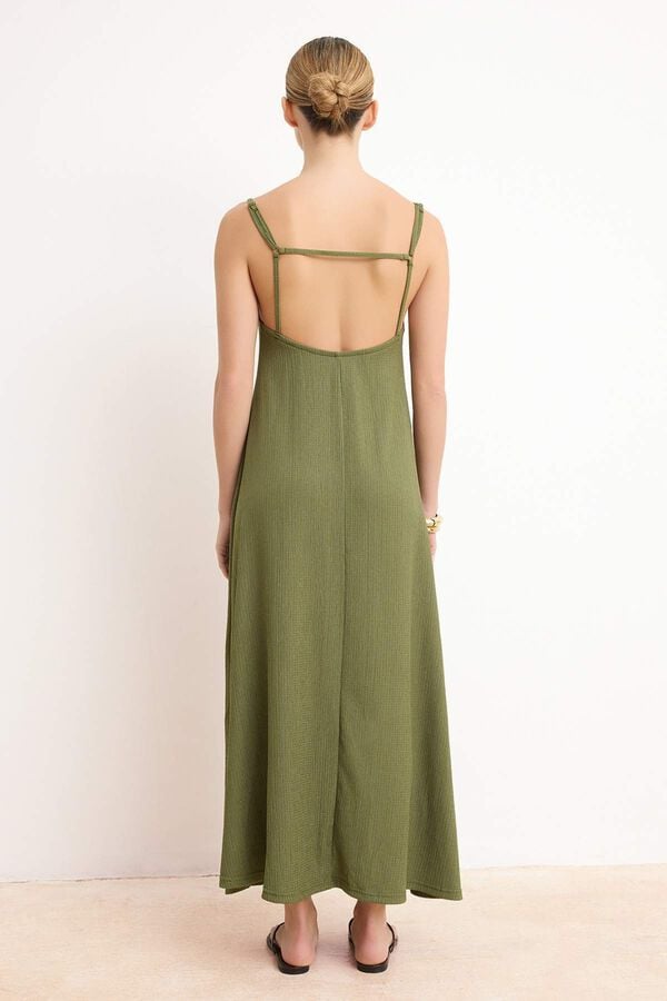 Trendyol Vestido maxi com costas abertas estampado