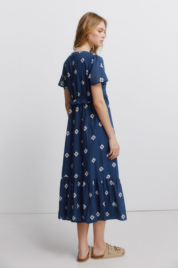 Springfield Vestido midi com folho duplo azul