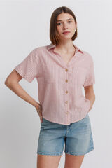 Springfield Camisa de linho de manga curta rosa