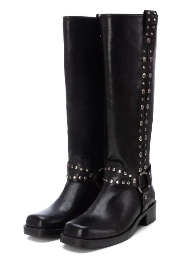 Springfield Biker style boot with studs and square last black