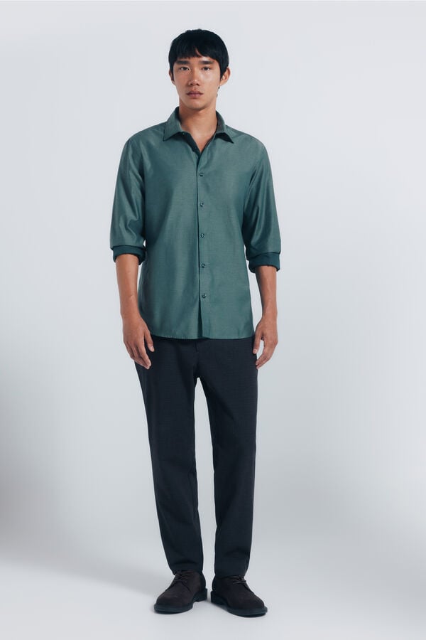 Springfield Camisa estruturada de fácil cuidado verde