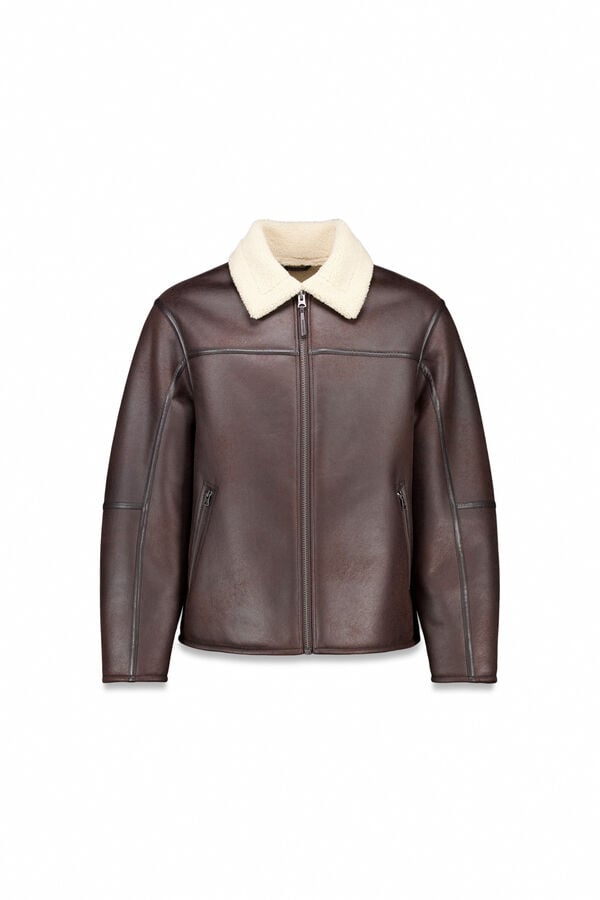 Springfield Blusão aviador efeito camurça dupla face cru