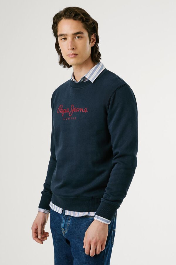 Pepe Jeans Sweatshirt Gola Redonda Com Logo azul