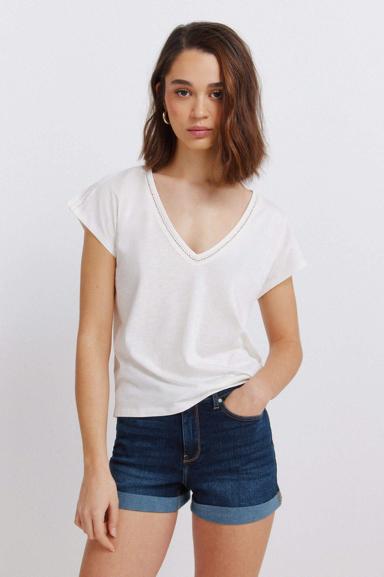 Springfield Camiseta escote uve lace