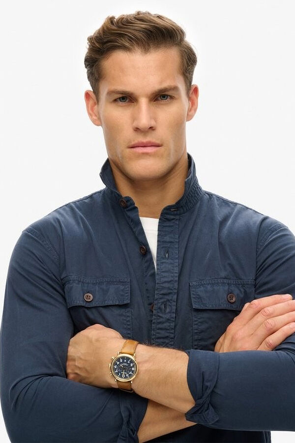 Superdry camisa de manga comprida  azul