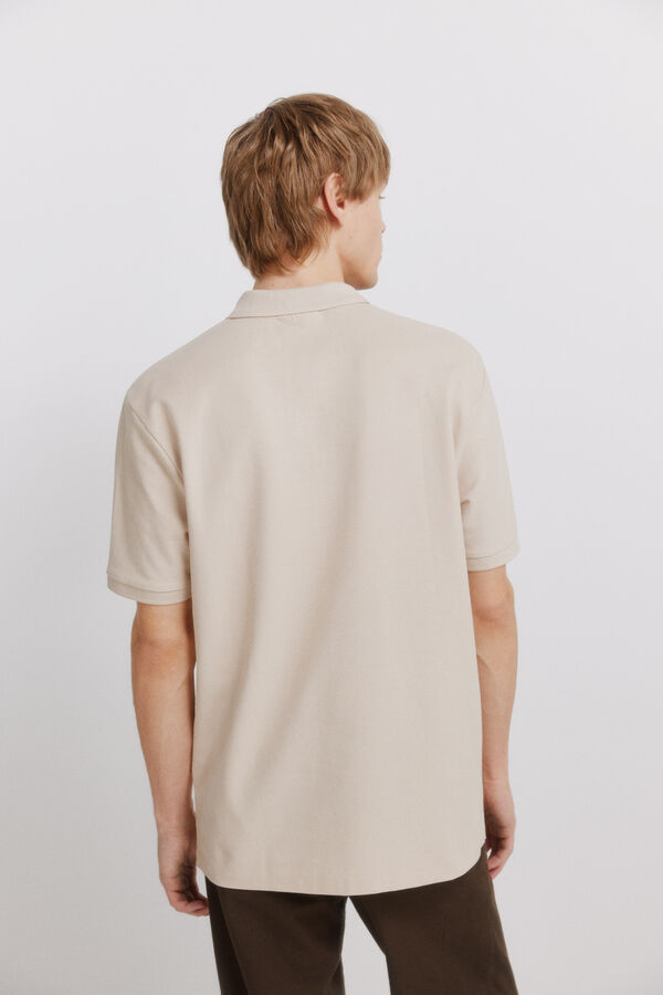 Springfield Polo piqu&eacute; fecho-&eacute;clair regular fit bege