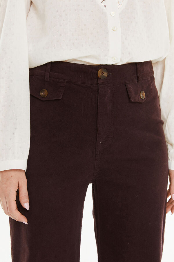 System Action Calça de veludo cotelê estampado