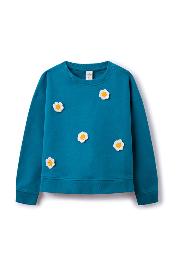 Springfield Girls' flowers sweatshirt turquoise