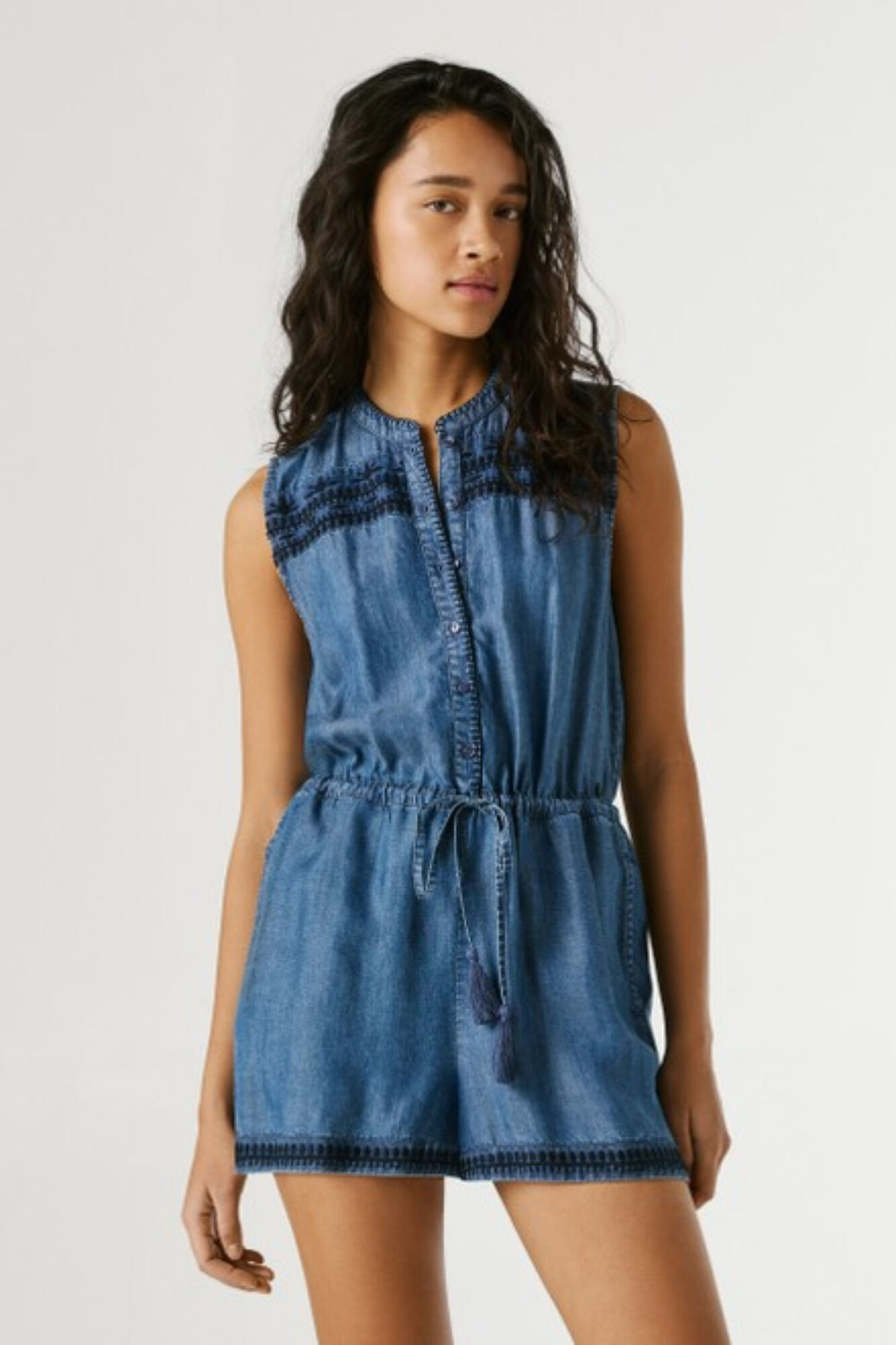 Pepe Jeans Vestido tencel cintura ajust&aacute;vel