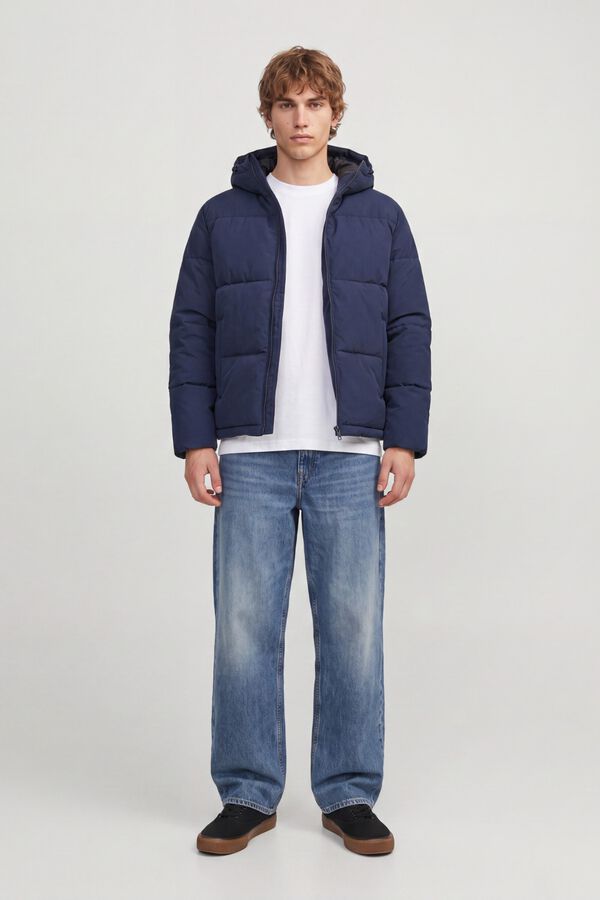 Jack & Jones Blus&atilde;o puffer com capuz azul