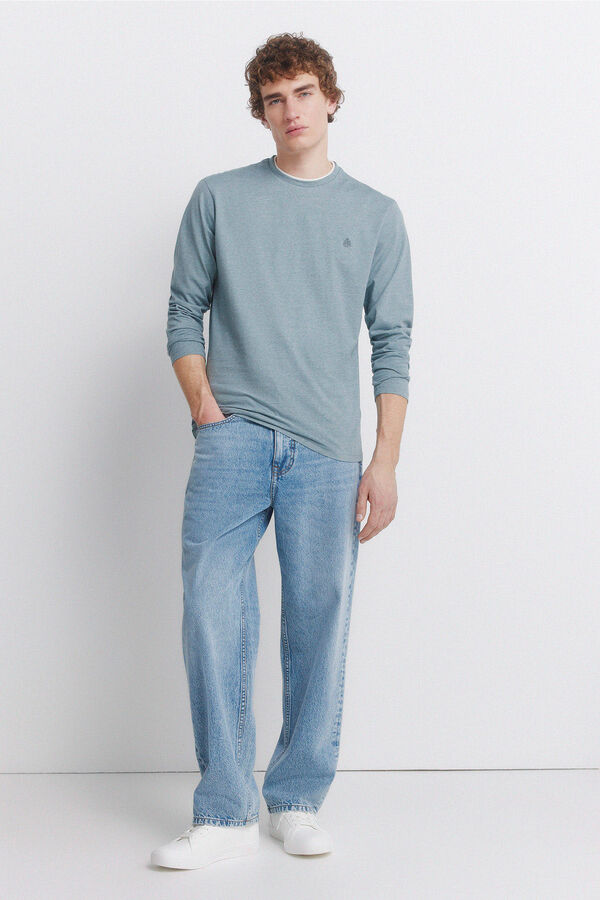 Springfield Camiseta de manga comprida com listras duplas micro azul