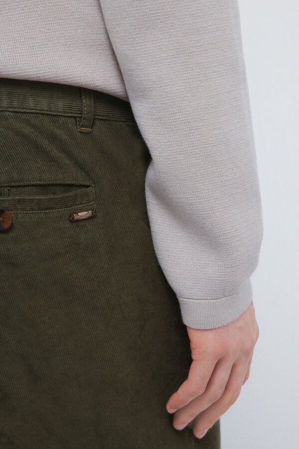 Springfield Calças chino slim fit de veludo cotelê micro estampado